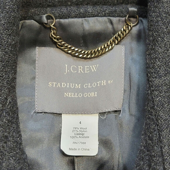 J Crew Stadium Cloth by Nello Gori Peacoat Double Breasted Wool Gray Size 4 - Picture 14 of 16